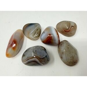 6pc Polished‎ Banded Agate Carnelian Sardonyx Palm Stones Set 314g